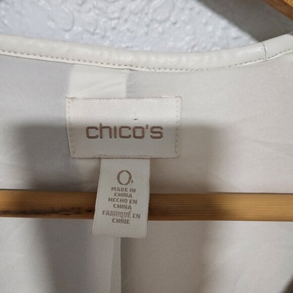 Chico's 100% Wool Jacket Sweater Size 0 Faux Leather Trim With Pockets - Picture 4 of 6